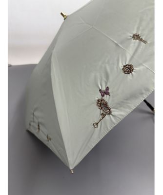 晴雨兼用折りたたみ傘 ボーラー＆鍵穴ラメ刺繍刺繍トップフラット